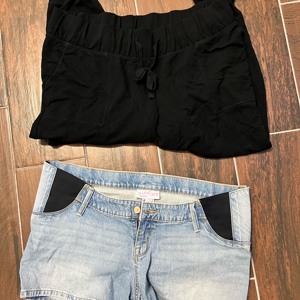 Isabel Maternity by Ingrid & Isabel Black Pants and Blue Denim Shorts